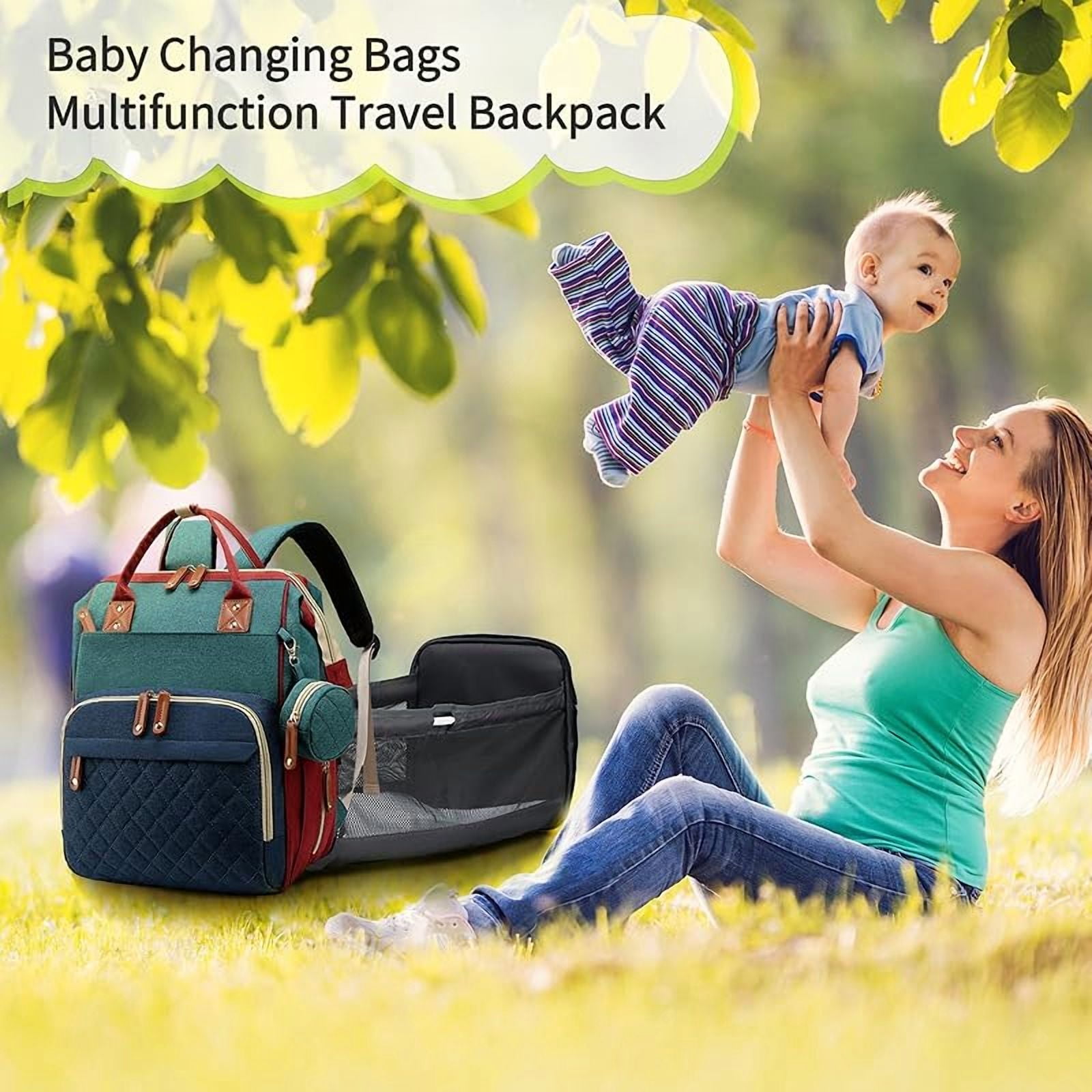 Diaper Bag with Changing Station, Waterproof 3 in 1 Baby Diaper Backpack with Foldable Changing Pad, Large Travel Back Pack for Baby Girl Boy, Baby essentials