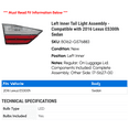thumbnail image 2 of Left Inner Tail Light Assembly - Compatible with 2016 ES300h Sedan, 2 of 2