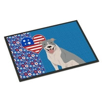 Blue and White Pit Bull Terrier Indoor or Outdoor Mat 24x36 36 in x 24 in