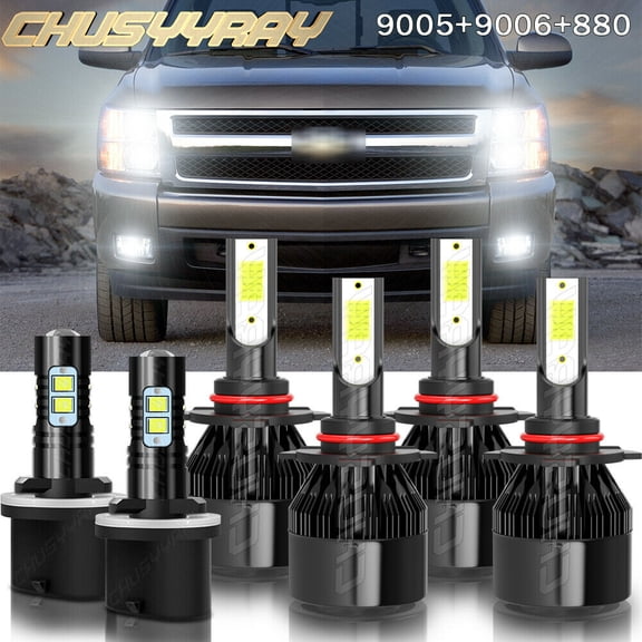 White LED Hi/Lo Headlights Fog Lights Kit for Chevy Silverado 1500 2500 1999-2002 6Pcs Bulbs