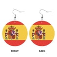 thumbnail image 2 of Leather Dangle Round Earrings For Women Flag Of Spain Circle Earrings Drop Jewelry, 2 of 6
