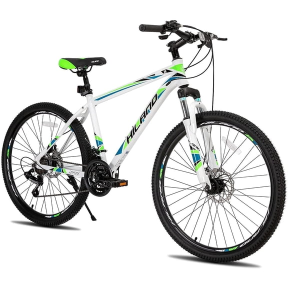 Hiland Mountain Bike, Multi-Spokes,Shimano 21 Speeds Drivetrain,Aluminum Frame 26 inch Wheels, Men's MTB Bicycle, White