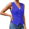 thumbnail image 4 of Vest Sleeveless V Neck Button Front Solid for Women Sunny Weekend Seasonal Favorite Casual Dressing Daily Commute Everyday Outfit Season Shift Summer Outfits, 4 of 6