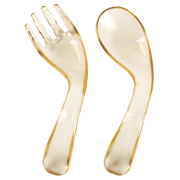 TBW·ZXHY Toddler Fork and Spoon Set iridescent with Easy-Grip Wavy Handles