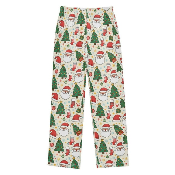 joogoo Christmas Santa Hat Trees Pajama Pants Pj Bottoms Sleepwear Lounge L