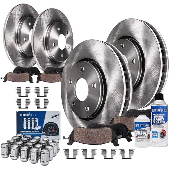 Detroit Axle - Brake Kit for Subaru Forester Impreza Outback Legacy, 11.54'' Front and 11.26'' Rear Disc Brake Rotors Ceramic Brake Pads Wheel Lug Nuts