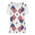 thumbnail image 4 of USSUMA Womens Summer Tops Trendy V Neck Funny Cute American Flag T Shirts for Women Short Sleeve Blouses Tops Dressy 4th of July Stars Striped Tunic Plus Size Shirts for Women, 4 of 5