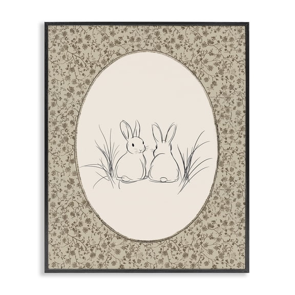 Stupell Industries Shabby Chic Vintage Baby Bunnies Black Framed Giclee Art, 11 x 14, by Ramona Murdock