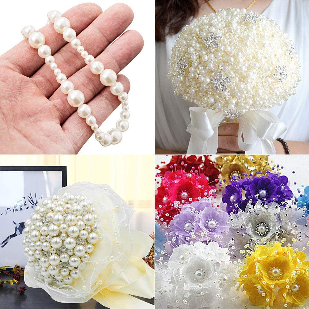 Naler 500pcs Assorted Pearl Beads for DIY Jewelry Making Vase Fillers Table Scatter Wedding Birthday Party Home Decoration, Ivory&White Color, Acrylic