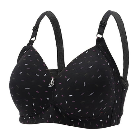 YEJIMAN Women Lady Plus Size Gathered Bra Adjustable Pair of Thin Breast Cup Underwear  Black Women Underwear Cotton  Polyester Cotton Underwear For Women