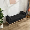 thumbnail image 6 of YWEN 66.34" W King Size Bench for End of Bed, Upholstered Bench with Pillows & Natural Wood Legs for Bedroom/Entryway/Living Room, 6 of 11