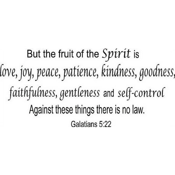 Galatians 5:22, Vinyl Wall Art, the Fruit of the Spirit Is Love, Joy, Peace, Patience, Kindness, Goodness, Faithfulness, Gentleness Self-control Against These Things No Law