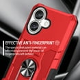 thumbnail image 6 of Phone Case for iPhone 16 Case, iPhone 16 Phone Case Built in 360 Rotating Ring Stand, Luxury Heavy Duty Armor Hard PC Soft TPU Slim Phone Case for iPhone 16 - Red, 6 of 10