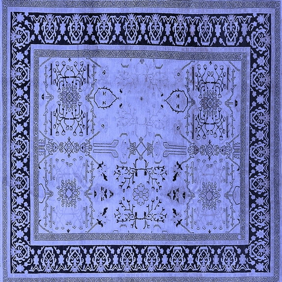 Ahgly Company Indoor Square Oriental Blue Industrial Area Rugs, 3' Square