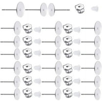 190 PCS Hypoallergenic 925 Sterling Silver Plated Earrings Posts Flat Pad Blank Earrings Pin Studs with 925 Sterling Silver Earring Backs for DIY Jewelry Making Findings( 5mm 6mm 8mm)