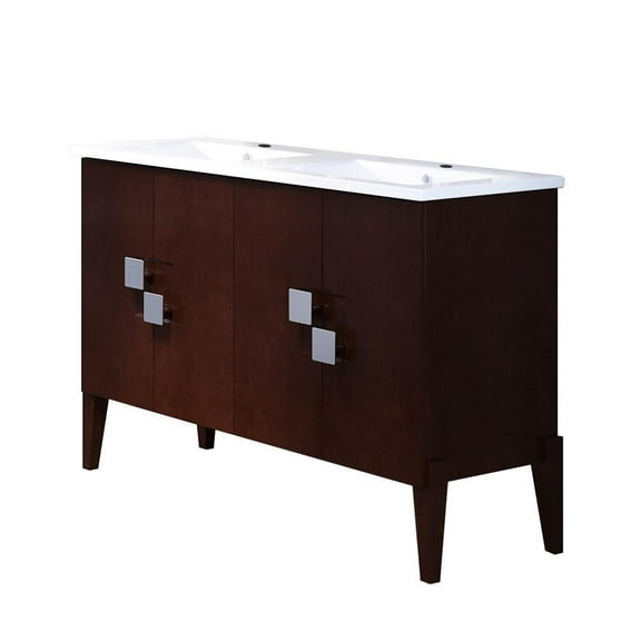 Bellaterra Home 48 in Double sink vanity-wood walnut