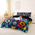 thumbnail image 3 of Homewish Football Sports Bedding For Boys,Ball Game Duvet Cover Full,Blue,Black Reversible,3pcs,1 Duvet Cover and 2 Pillowcases, 3 of 6