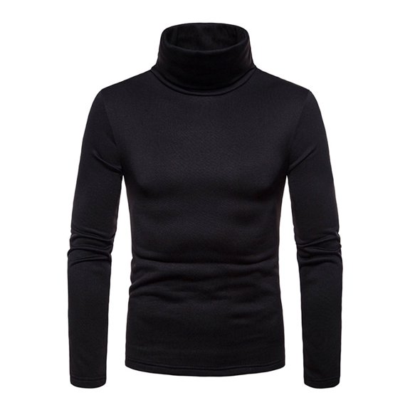 Men Thermal High Collar Turtleneck Slim Fit Pullover Long Sleeve Ribbed Knit Sweater Stretch Basic Shirts Tops