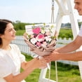 thumbnail image 6 of Pink Heart Rose Bouquet - Hand Knitted Floral Arrangement, Crochet Home Decor, Gift for Her, Wedding, Birthday (35x25cm), 6 of 6