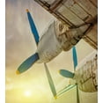 thumbnail image 3 of Vintage Airplane Duvet Cover Set, Old Wing Aircraft with Propellers at Sunset Snowy Winter Sky Image, Decorative 3 Piece Bedding Set with 2 Pillow Shams, Queen Size, Brown Blue Yellow, by Ambesonne, 3 of 3