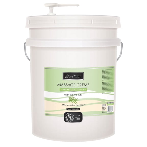 Bon Vital' Therapeutic Touch Massage Crème, Olive Oil, Soothes Sore Muscles, 1 Galllon