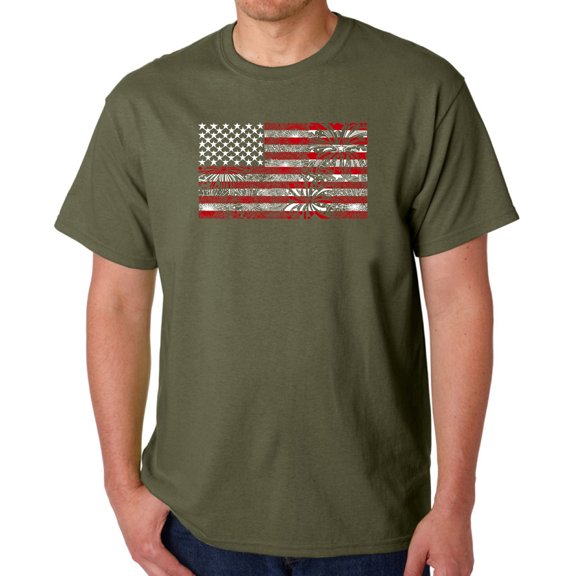 Men's Word Art T-shirt - Fireworks American Flag