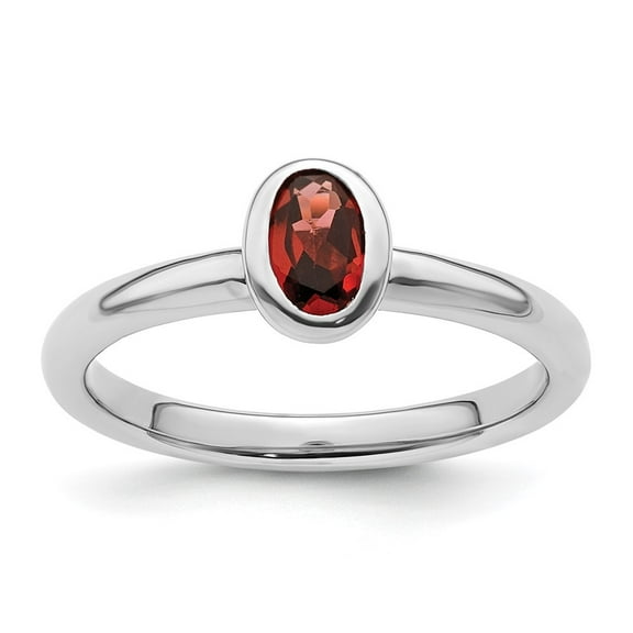 Auriga 925 Sterling Silver Oval Garnet Ring for Women Size- 10