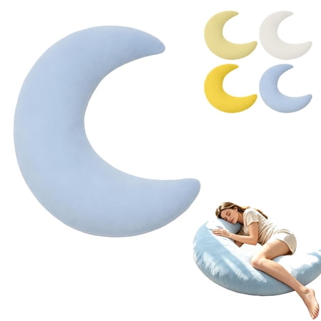 Crescent Body Pillow, Light Yellow Adjustable Fill Level, Eucalyptus-Derived Cover, Full Body Support, Side Sleeper Design, 4 Soft Color Options