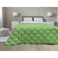 thumbnail image 1 of Irish Down Alternative Comforter, Kiss Me I'm Irish Humorous Phrase with Ale Shamrocks Hats Traditional, Microfiber Quilt for All Season, 5 Sizes, Lime Green Green, by Ambesonne, 1 of 3