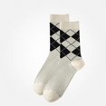 thumbnail image 3 of Babcutegg Mens Color Block Mid Calf Socks Moisture-Wicking Cotton Breathable Casual Socks White Size Free Size, 3 of 3