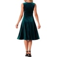 thumbnail image 3 of INSPIRE CHIC Women's Dress Sleeveless Velvet High Waist V Neck A-Line Cocktail Midi Dresses L Green, 3 of 6