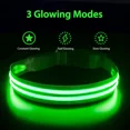 thumbnail image 3 of Collar para perros recargable con luz LED, collar de seguridad impermeable e intermitente con correa impermeable ajustable para perros pequeños/medianos/grandes, súper brillante, verde M, 3 of 5