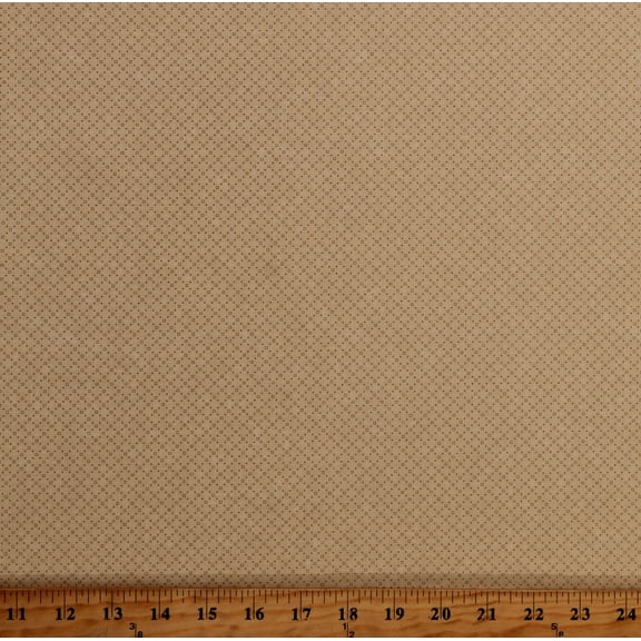 Cotton Kansas Troubles Blackbirds Nest Dots Patterned Plaid Tan Cotton Fabric Print by the Yard (9758-21)