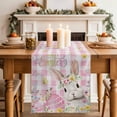 thumbnail image 2 of Table Runner - 48 Inch Long, Pink Easter Kitchen Dining Table Runner Dresser Scarves, Spring Easter Bunny Eggs Floral Buffalo Plaid Farmhouse Decor for Coffee Tables Wedding Party Banquet, 2 of 8