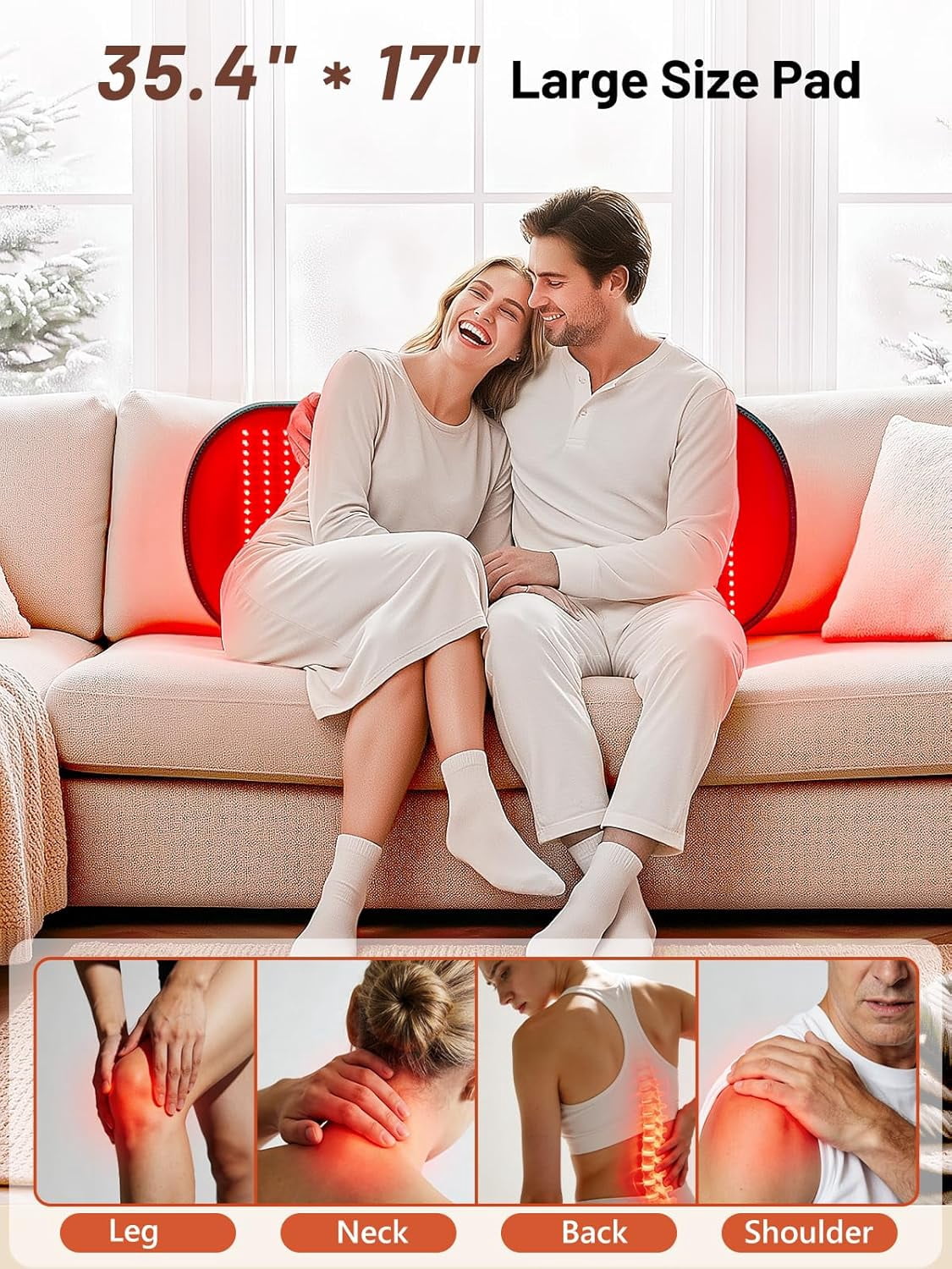 35.4" x 17" Red Light Therapy Mat for Body, 500 LEDs Near Infrared Light Therapy Pad with 90Min Timer, 660nm & 850nm Home Red Light Therapy Blanket for Whole Body Relief, Mood Boost & Sleep Promotion