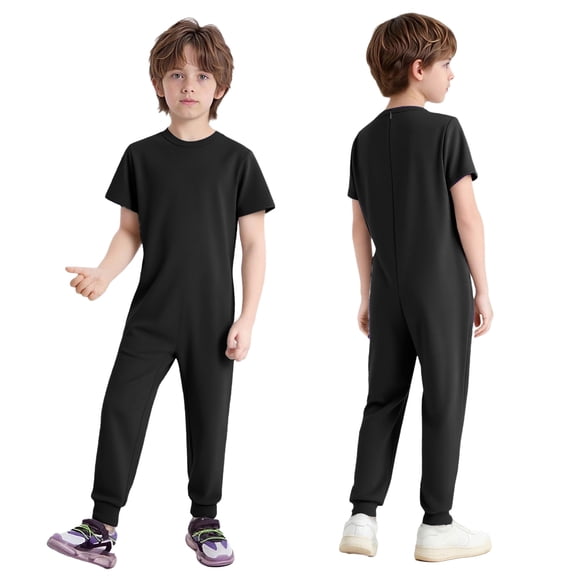iiniim Boys Special Needs Bodysuit Full Length Jumpsuit One-Piece Romper Playsuit Adaptive Clothes Black 10