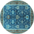 thumbnail image 1 of Ahgly Company Indoor Round Oriental Light Blue Industrial Area Rugs, 5' Round, 1 of 4