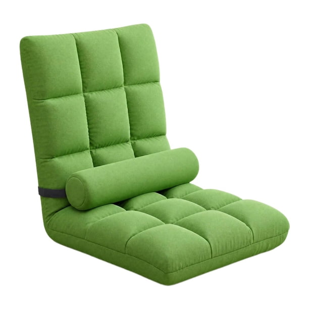 Silla suelo con respaldo, sillas plegables para adultos y niños, ideal para ver la televisión, para sala estar, sofá reclinable ajustable para Verde
