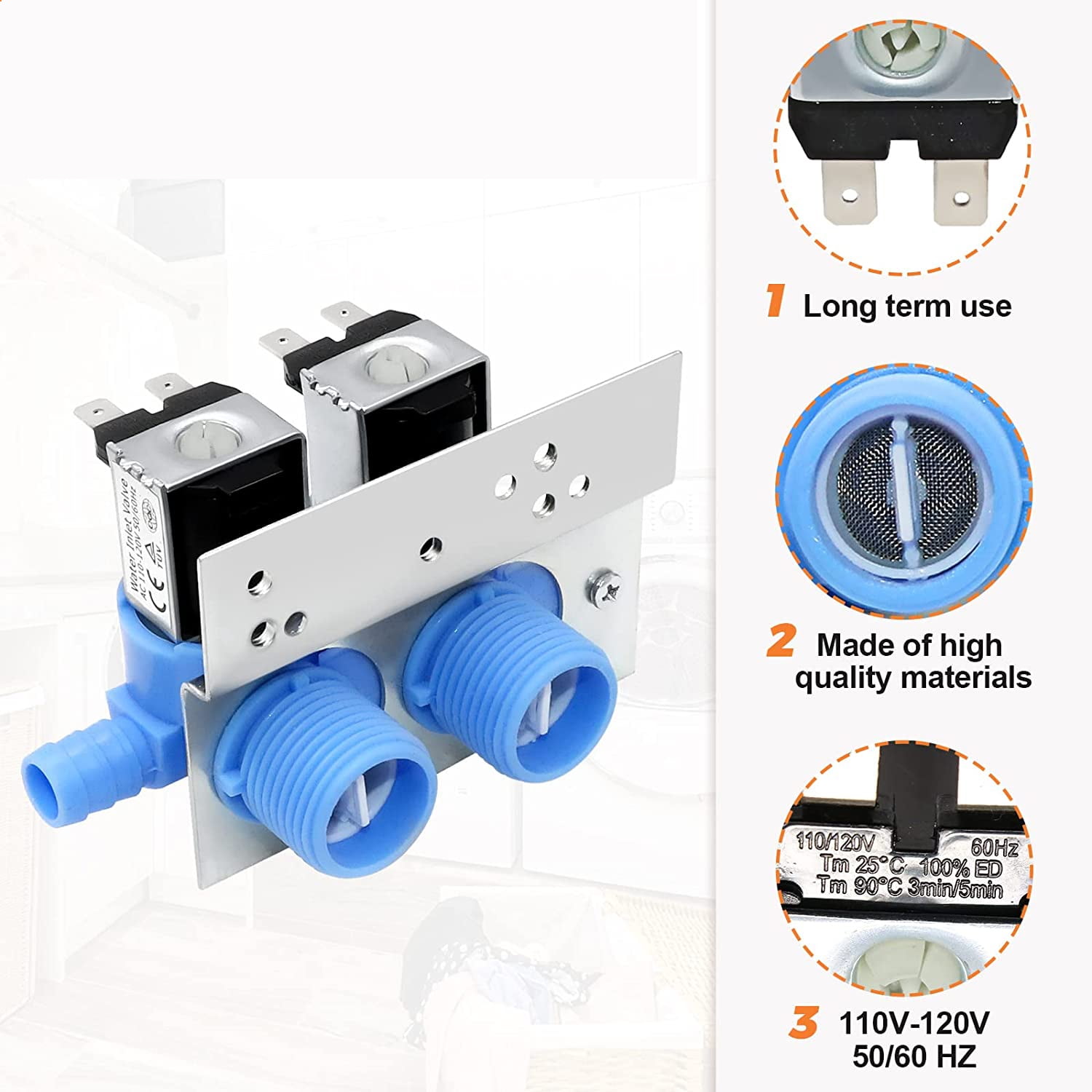 285805 Water Inlet Valve with Bracket for Whirlpool & Kenmore