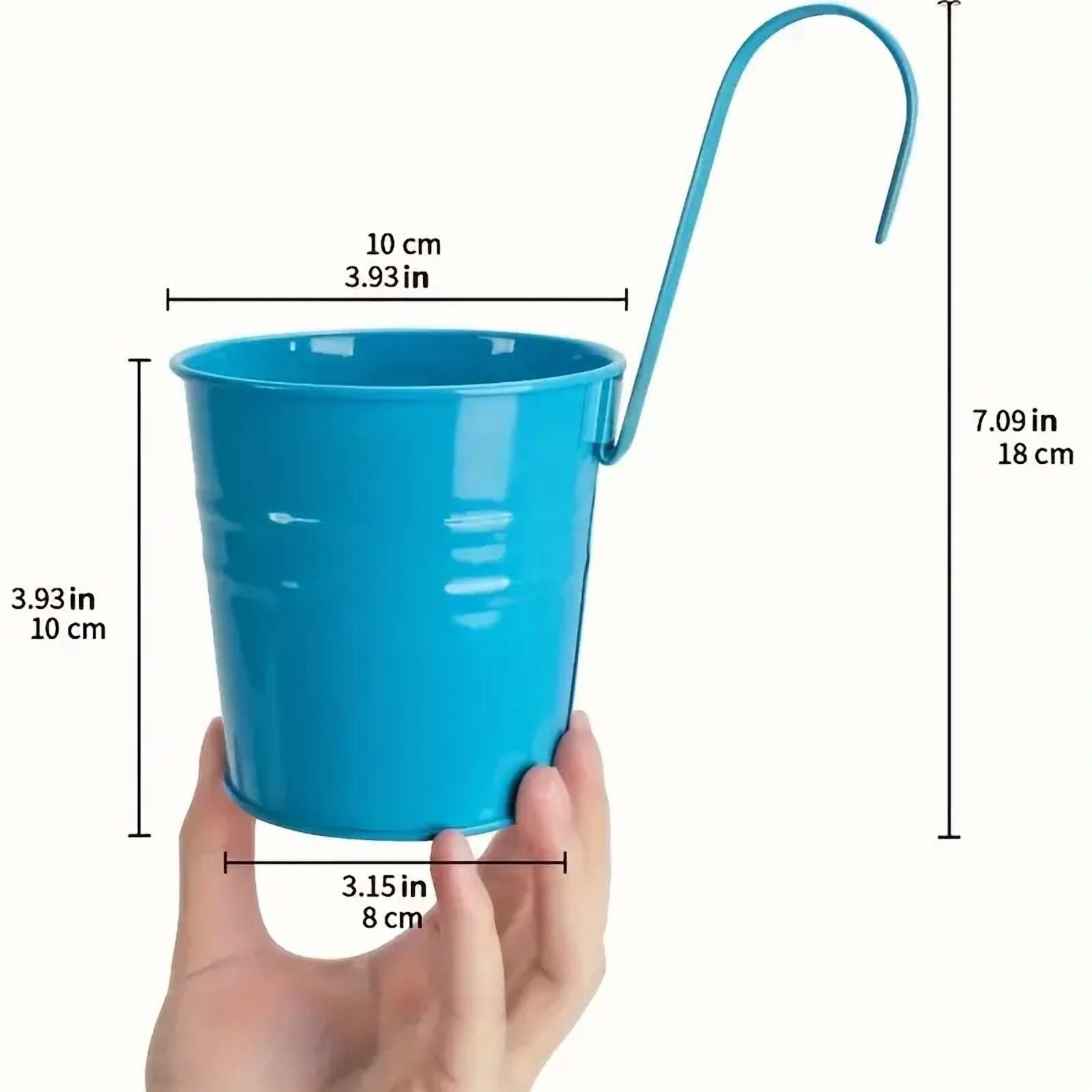 Metal Hanging Flower Pot with Hook, Lightweight Iron Planter for Small Plants, Herbs & Succulents, Decorative Indoor/Outdoor Hanging Basket for Windows, Balcony, Perfect Gardening Gift