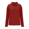 thumbnail image 4 of FAIWAD Long Sleeve Tops for Women Casual Collared Half Zip Loose Going Out Blouse Trendy Dressy Clothes, 4 of 7