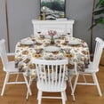 thumbnail image 2 of Beige Highland Cow Sunflower Basket Pattern Round Tablecloth 60"x60",Wrinkle Wipeable Table Cloth for Kitchen Dining Room Picnic Patio Party, 2 of 6