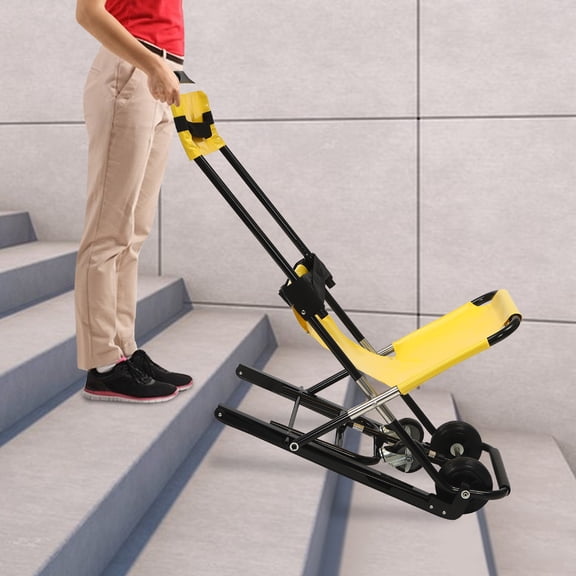 Portable Folding Stair Chair – Durable Aluminum Alloy, 350 lbs Capacity, Adjustable Headrest, Safety Belts, Easy to Move with Wheels for Emergency Rescue