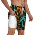 thumbnail image 2 of Sigee Palm Trees Print Mens Swim Trunks with Compression Liner Quick Dry Swim Stretch Beach Shorts with Pockets,S-3XL, 2 of 7