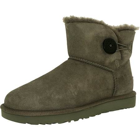 High Button Boots - Ugg Women's Mini Bailey Button II Grey High-Top Sheepskin Boot - 9M
