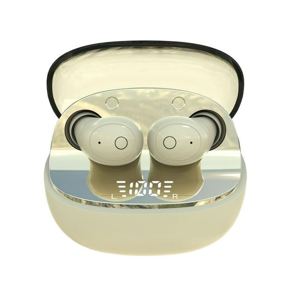 True Wireless Earbuds, In Ear Bluetooth Headphones with LED Battery Display, Low Latency, IPX5 Water Resistance for Running, Office and Calls, Beige