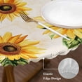 thumbnail image 4 of Sunflower Round Fitted Table Cover Vintage Flower Leaf Farmhouse Retro Background Waterproof Table Cloth with Elastic Edge Wipeable Tablecloth for Picnic Camping Party Fits 45"-54" Diameter, 4 of 8