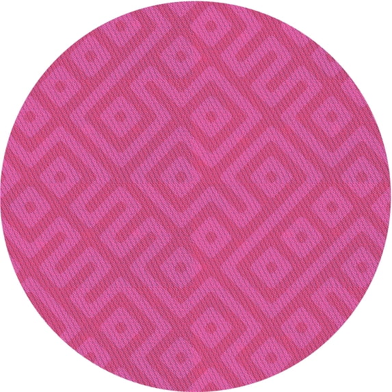 Ahgly Company Indoor Round Patterned DeepPink Area Rugs, 5' Round