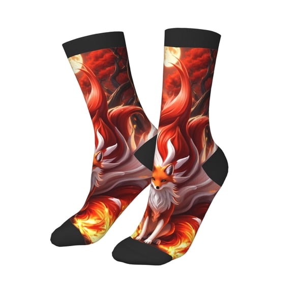 Kids Girls Boys Socks - Red Leaf Flame Fox Comfort Breathable Crew Socks for Boys Girls Kids, Soft Athletic Running Socks for Boys Socks 6-10 Years Old