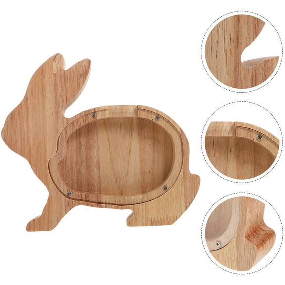 WHAMVOX Animal Shaped Wooden Coin Bank For Children Home Use 1Pcs 8.25X7.27X1.18in